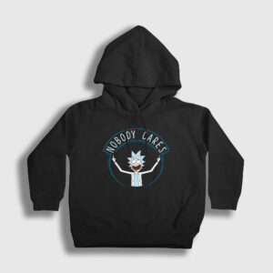 Nobody Cares Rick And Morty Çocuk Kapşonlu Sweatshirt siyah