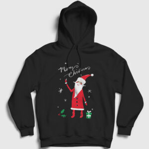 Noel Baba V2 Santa Claus Yılbaşı Kapşonlu Sweatshirt siyah