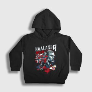 Nor Haaland Erling Futbol Çocuk Kapşonlu Sweatshirt Siyah