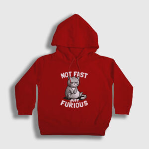 Not Fast Just Furious Cat Kedili Çocuk Kapşonlu Sweatshirt