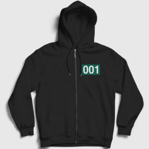 Oh LL Nam 001 Squid Game Fermuarlı Kapşonlu Sweatshirt siyah