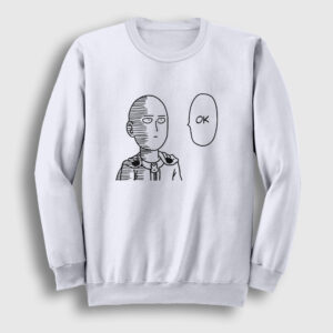 Ok Anime One Punch Man Sweatshirt beyaz