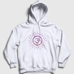 Om Sembol Meditasyon Hediye Yoga Kapşonlu Sweatshirt beyaz