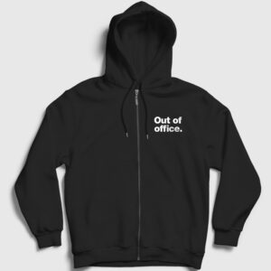 Out Of Office Ofis Beyaz Yaka Fermuarlı Kapşonlu Sweatshirt siyah