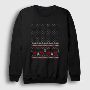 Pattern Desen Geyik Yılbaşı Sweatshirt siyah