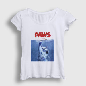 Paws Jaws Film Komik Kedi Kedili Kadın Tişört