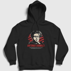 Pessimism Antonio Gramsci Kapşonlu Sweatshirt siyah