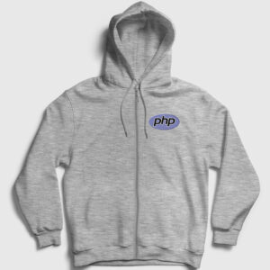 Php Coder Programmer Developer Yazılımcı Fermuarlı Kapşonlu Sweatshirt gri kırçıllı