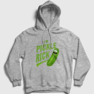 Pickle Rick And Morty Kapşonlu Sweatshirt gri kırçıllı