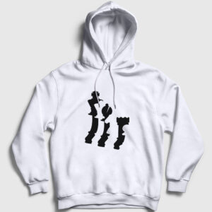 Pieces Chess Satranç Kapşonlu Sweatshirt beyaz