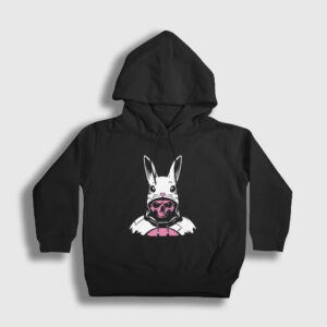 Pink Skeleton Rabbit İskelet Tavsan Çocuk Kapşonlu Sweatshirt siyah