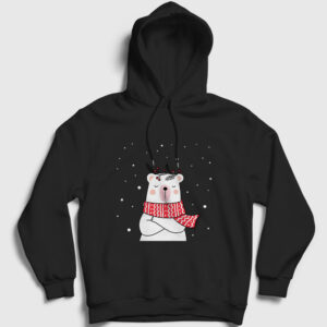 Polar Bear Kutup Ayısı Yılbaşı Kapşonlu Sweatshirt siyah