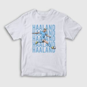 Pop Art Erling Haaland Futbol Çocuk Tişört Beyaz