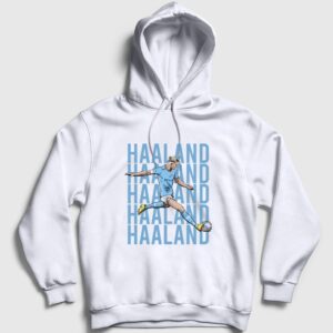 Pop Art Erling Haaland Futbol Kapşonlu Sweatshirt Beyaz