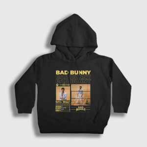 Popular Bad Bunny Çocuk Kapşonlu Sweatshirt siyah