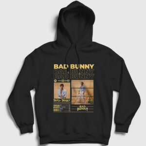 Popular Bad Bunny Kapşonlu Sweatshirt siyah