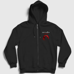 Poster Anime Devilman Crybaby Fermuarlı Kapşonlu Sweatshirt siyah