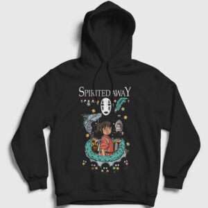 Poster Chihiro Spirited Away Kapşonlu Sweatshirt siyah