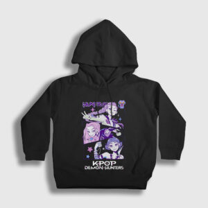 Poster K Pop Demon Hunters Çocuk Kapşonlu Sweatshirt siyah