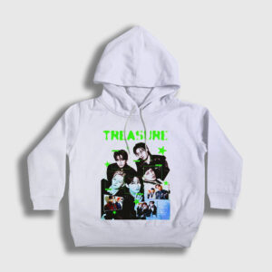 Poster K Pop Treasure Çocuk Kapşonlu Sweatshirt beyaz