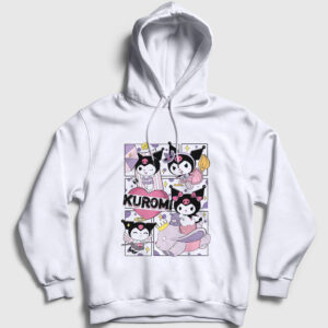 Poster Kurami Kuromi Kapşonlu Sweatshirt beyaz