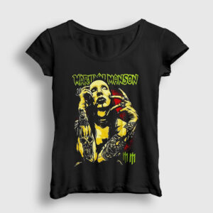 Poster Marilyn Manson Kadın Tişört siyah