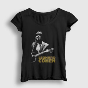 Poster Müzik Leonard Cohen Kadın Tişört siyah