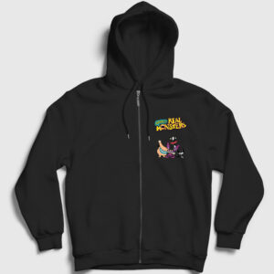 Poster Real Monsters Fermuarlı Kapşonlu Sweatshirt siyah