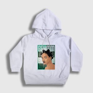 Poster Rihanna Çocuk Kapşonlu Sweatshirt beyaz