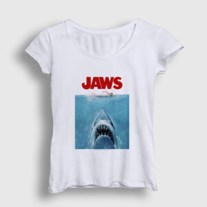 Poster Shark Film Jaws Kadın Tişört beyaz