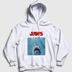 Poster Shark Film Jaws Kapşonlu Sweatshirt beyaz