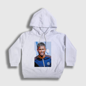 Poster Soccer Futbol Neymar Jr Çocuk Kapşonlu Sweatshirt beyaz