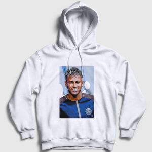 Poster Soccer Futbol Neymar Jr Kapşonlu Sweatshirt beyaz