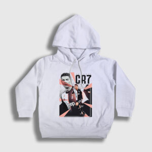 Poster V2 Futbol Cr7 Cristiano Ronaldo Çocuk Kapşonlu Sweatshirt beyaz