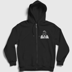 Pray Tupac Shakur Fermuarlı Kapşonlu Sweatshirt siyah