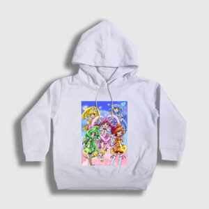 Precure Pretty Cure Anime Çocuk Kapşonlu Sweatshirt beyaz