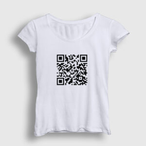 Qr Code Meme Rick Astley Kadın Tişört beyaz