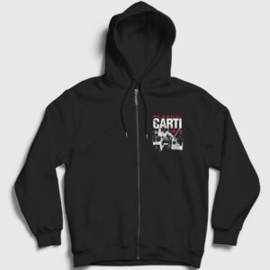 Rapper Playboi Carti Fermuarlı Kapşonlu Sweatshirt siyah