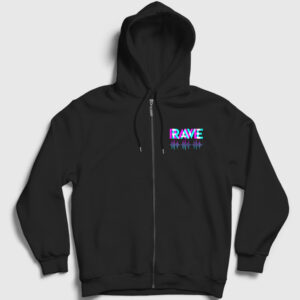 Rave Synthesizer Techno Music Fermuarlı Kapşonlu Sweatshirt