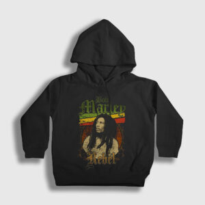 Rebel Bob Marley Çocuk Kapşonlu Sweatshirt siyah