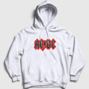 Red Black AC/DC Kapşonlu Sweatshirt beyaz