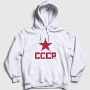 Red CCCP Sovyetler Birliği Kapşonlu Sweatshirt beyaz