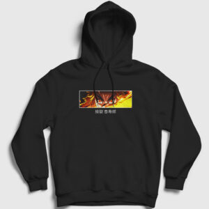 Rengoku Anime Demon Slayer Kimetsu No Yaiba Kapşonlu Sweatshirt siyah