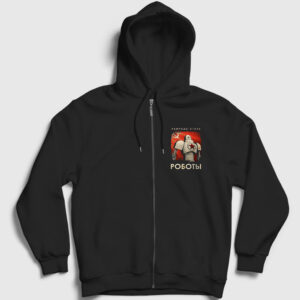 Robots CCCP Sovyetler Birliği Fermuarlı Kapşonlu Sweatshirt