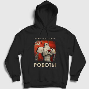 Robots CCCP Sovyetler Birliği Kapşonlu Sweatshirt siyah