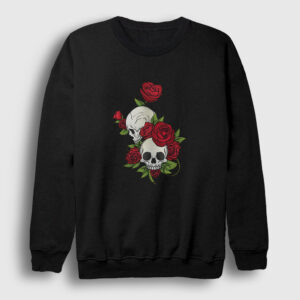 Roses And Skulls Sweatshirt siyah