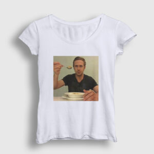 Ryan Gosling Eats Cereal Kadın Tişört beyaz