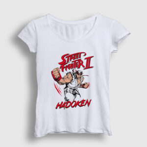 Ryu Hadoken Street Fighter Kadın Tişört beyaz
