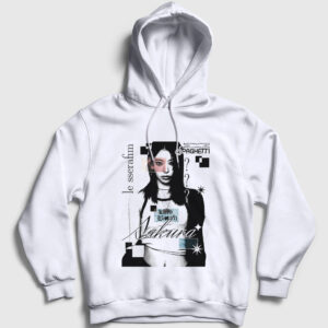 Sakura Spaghetti Le Sserafim Kapşonlu Sweatshirt beyaz