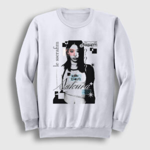 Sakura Spaghetti Le Sserafim Sweatshirt beyaz